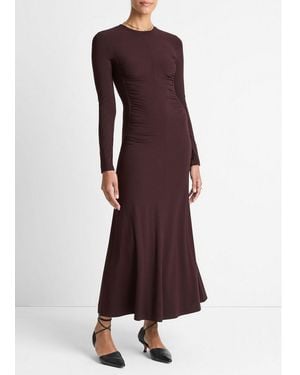 Vince Ruched-Seam Long-Sleeve Dress - Purple