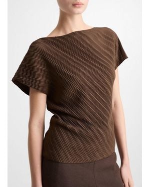 Vince Diagonal Pleated Top - Brown
