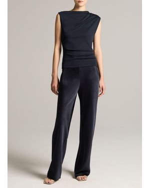 Vince Colette High-Rise Fluid Satin Bias Pant - Blue