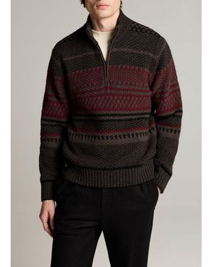 Vince Merino Wool-Blend Variegated Jacquard Quarter-Zip Jumper - Brown