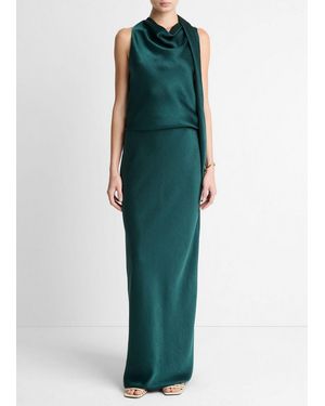 Vince Satin Bias Column Skirt - Green