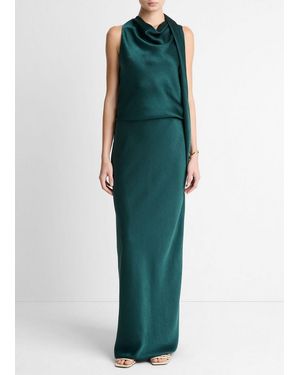 Vince Satin Bias Column Skirt - Green