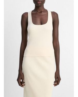 Vince Ribbed Cotton-Blend Racerback Tank - Natural