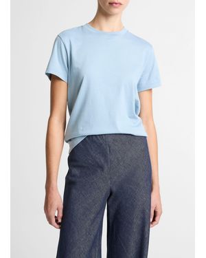 Vince Pima Cotton Crew Neck T-Shirt - Blue