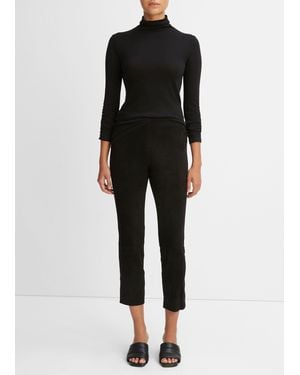 Vince Stretch Suede Split Hem Crop Legging - Black