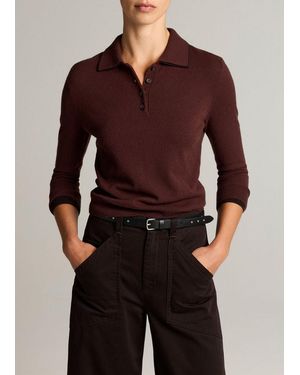 Vince Double-Trim Merino Wool & Cashmere-Blend Polo Sweater - Purple