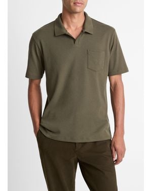 Vince Cotton-Blend Johnny-Collar Polo Shirt - Green