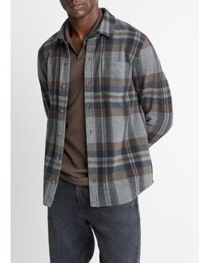 Vince Plaid Cotton-Blend Shirt Jacket - Grey