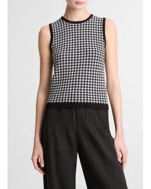 Vince Gingham Italian Wool & Cotton-Blend Shell - Blue