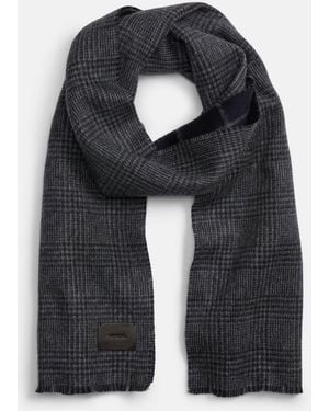 Vince Double-Face Plaid Wool-Cashmere Scarf - Black