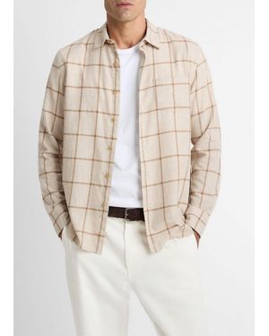 Vince Rockery Plaid Cotton Button-Front Shirt - Natural