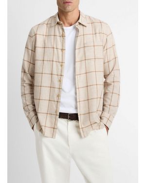 Vince Rockery Plaid Cotton Button-Front Shirt - Natural