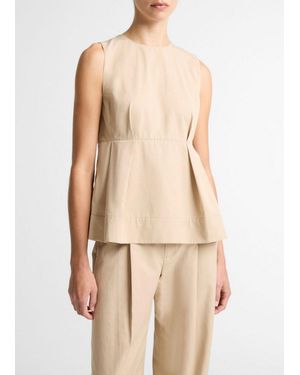 Vince Cotton-Blend Pleated Panelled Top - Natural
