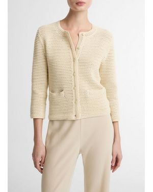 Vince Italian Cotton Crochet Cardigan - Natural