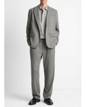 Vince Italian Wool-Blend Flannel Double-Pleated Trouser - Grey