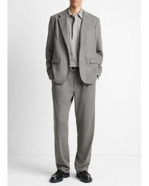 Vince Italian Wool-Blend Flannel Double-Pleated Trouser - Gray