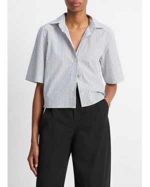 Vince Cropped Check Shirt - Gray