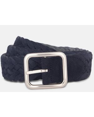 Vince 35Mm Reversible Woven Suede Belt - Blue