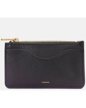 Vince Leather Zip-Top Card Case - Black