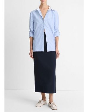 Vince Contrast-Collar Cotton Oxford Shirt - Blue
