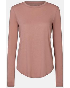 Vince Pima Cotton-Blend Long-Sleeve T-Shirt - Pink