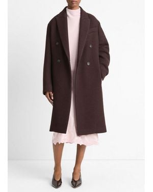 Vince Textured Wool-Blend Double-Breasted Coat - Brown