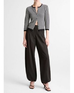 Vince Pintuck High-Rise Wide-Leg Drawcord-Hem Pant - Grey