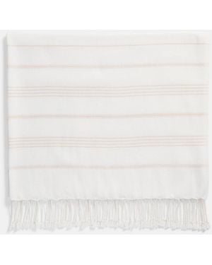 Vince Stripe Cotton-Cashmere Wrap - White