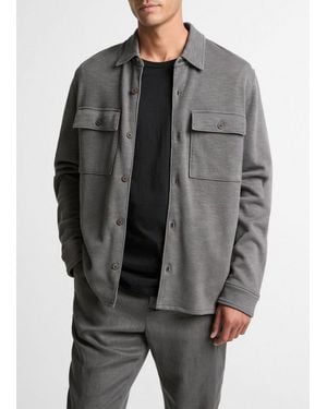 Vince Double-Slub Cotton-Blend Shirt Jacket - Grey