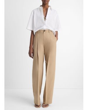 Vince Cotton Short-Sleeve Cropped Shirt - Natural