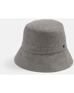 Vince Stripe Cotton Canvas Bucket Hat - Gray