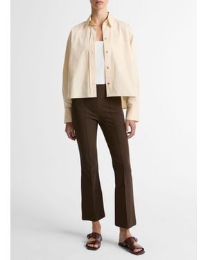 Vince Niki Mid-Rise Pintuck Crop Flare Pant - Natural