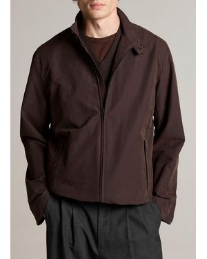 Vince Cotton-Nylon Band-Collar Windbreaker - Brown