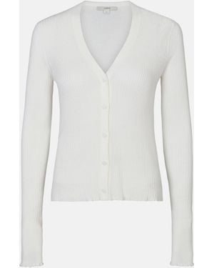 Vince Ribbed Cotton Cardigan - White