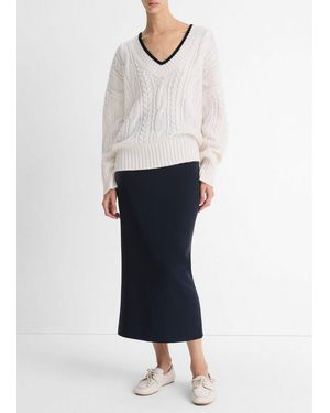 Vince Cable-Knit Wool-Cashmere Oversized Sweater - White