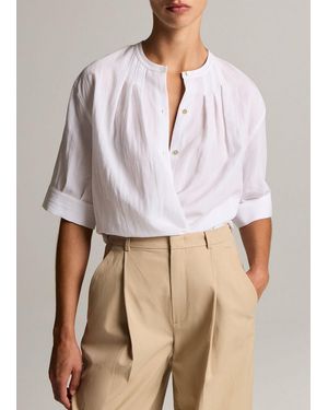 Vince Gathered A-Line Button-Front Shirt - White