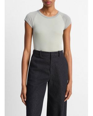 Vince Colorblock Pima Cotton Raglan T-Shirt - Blue