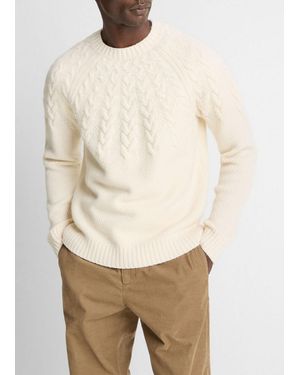 Vince Airspun Merino Wool Cable-Yoke Sweater - Natural