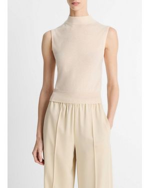 Vince Wool-Blend Sleeveless Mock-Neck Sweater - Natural