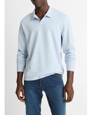 Vince Milano Pima Cotton-Blend Johnny-Collar Shirt - Blue