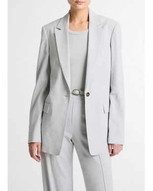 Vince Linen-Blend Single-Breasted Blazer - Grey