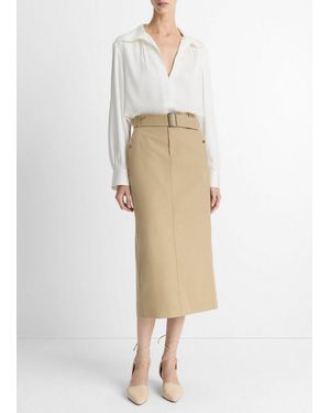 Vince Cotton Trench Pencil Skirt - Natural