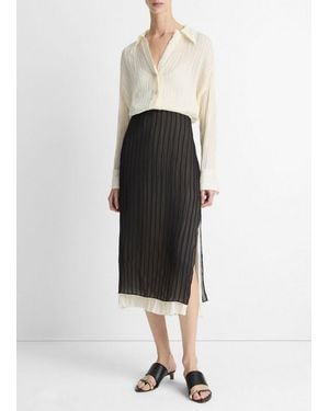 Vince Crushed Stripe Layered Skirt - Black