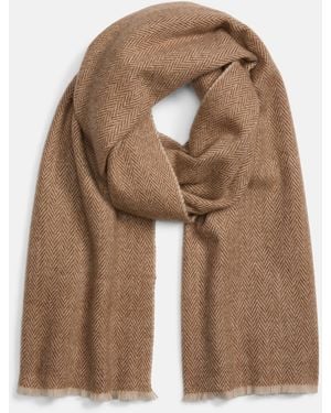 Vince Herringbone Cashmere Scarf - Brown