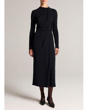 Vince Metallic Jersey Draped Skirt - Blue