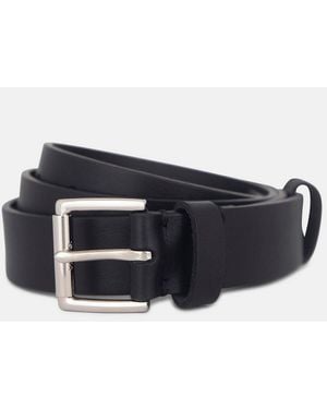 Vince 30Mm Leather Double-Loop Belt - Black
