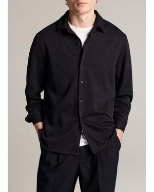 Vince Herringbone Cotton-Blend Button-Front Shirt - Black