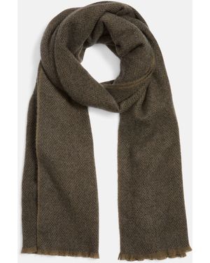 Vince Herringbone Cashmere Scarf - Green