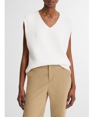 Vince Cotton-Blend Relaxed Jumper Vest - White