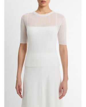 Vince Italian Cotton-Blend Double-Layer Top - White